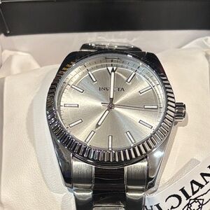 Invicta Celestial Langdon Silver Watch with Ribbed Bezel 40mm